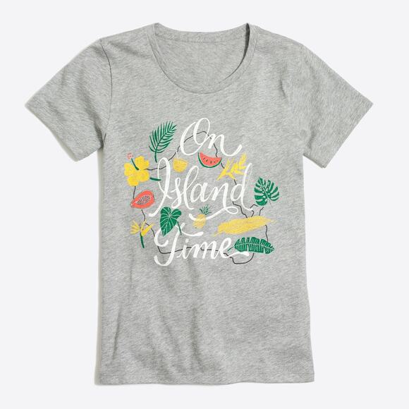 J CREW 'On Island Time' Collector Tee Gray Short Sleeve Cotton Casual Womens XS - Picture 6 of 6